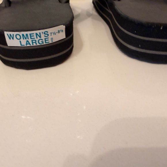 Rainbow Sandals Women’s Large Black Leather Flip Flops 7.5–8.5 Platform - Picture 2 of 3